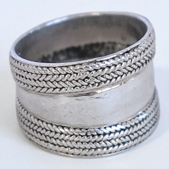 Vintage Sterling Silver 925 Wide Bali Cigar Ring Braided Size 6.5 6g Band - Picture 2 of 5